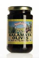 SUNITA Kalamata oliven (mørkebrune) økologiske 370 gram, 35 kr forhandles i Super Brugsen