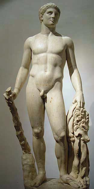 Herakles med sin vældige køllestav, der smadrede modstanderens Aion (thymuskirtlen). Tryk på linket Helligåndens kraft og læs siden: Ionterapi