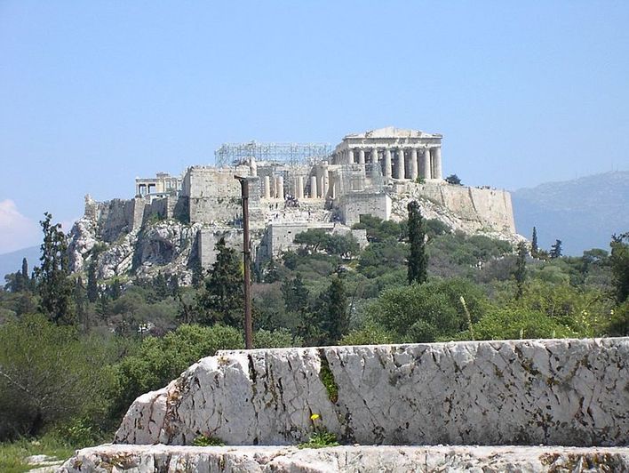 Templet på Akropolis - Athens bjergskråninger