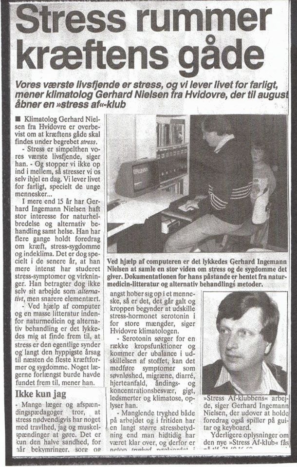 Artiklen er fra 1987 i Hvidovre Avis efter masser af oplysninger og materiale og publikationer fra min ansættelse som indeklimakonsulent for det nordiske firma Scandion 1985 - 1996